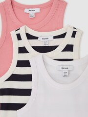 Reiss Violet 3 Pack Stretch-Cotton Ribbed Vests - 圖片 1/3