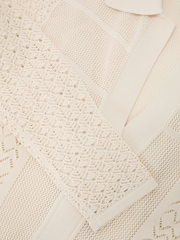 Reiss Cream Lindy Pointelle-Knit Panelled Midi Dress - Image 7 of 7