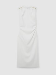 Reiss Ivory Bronte Jersey Fitted Sleeveless Midi Dress - Image 2 of 6