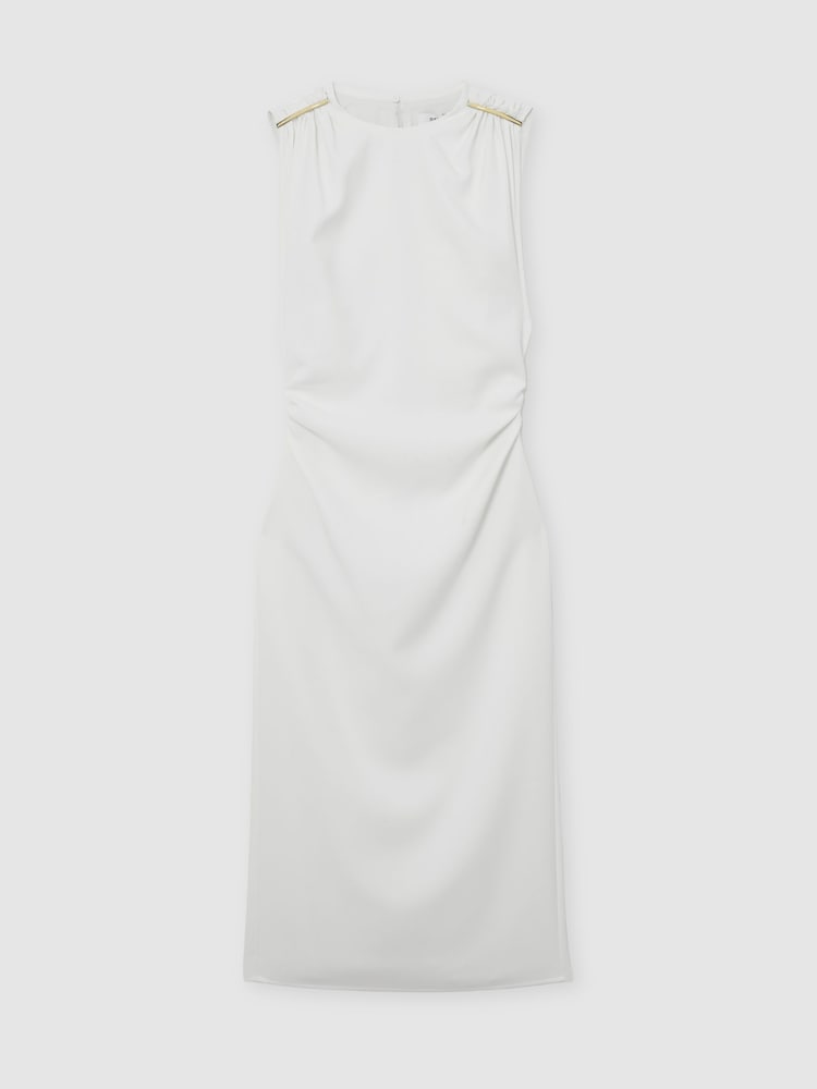 Reiss Ivory Bronte Jersey Fitted Sleeveless Midi Dress - Image 2 of 6