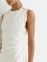 Reiss Ivory Bronte Jersey Fitted Sleeveless Midi Dress - Image 4 of 6