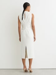 Reiss Ivory Bronte Jersey Fitted Sleeveless Midi Dress - Image 5 of 6