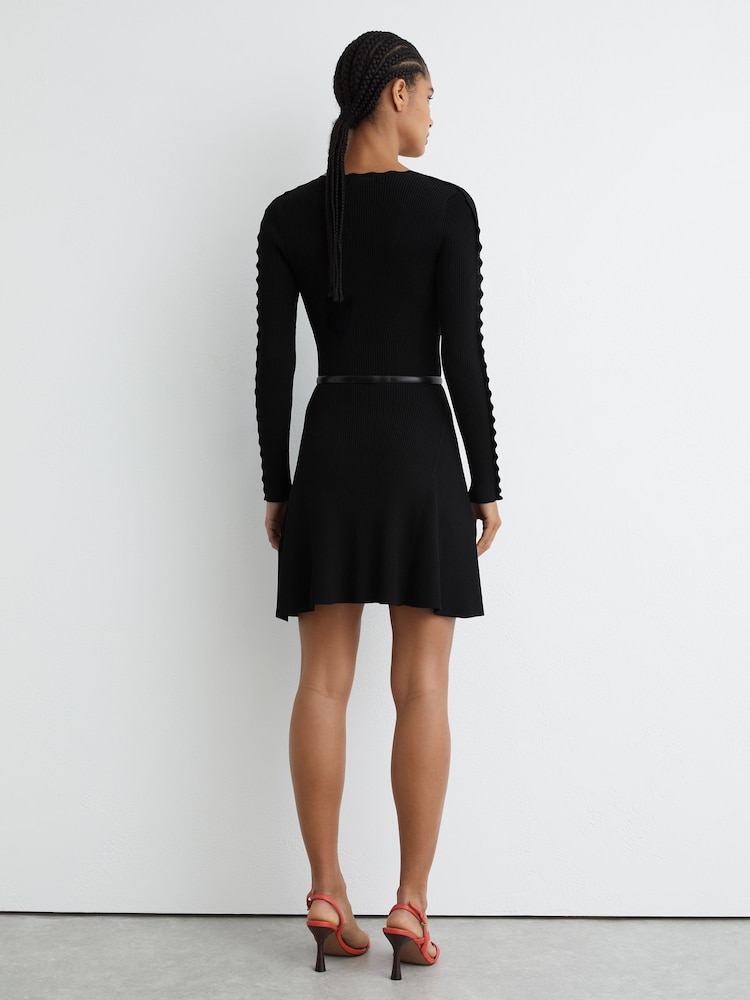 Buy Reiss Black Orla Scallop-Trim Knitted Mini Dress from the Next UK  online shop