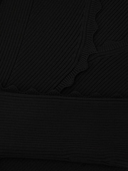 Reiss Black Orla Scallop-Trim Knitted Mini Dress - Image 6 of 6