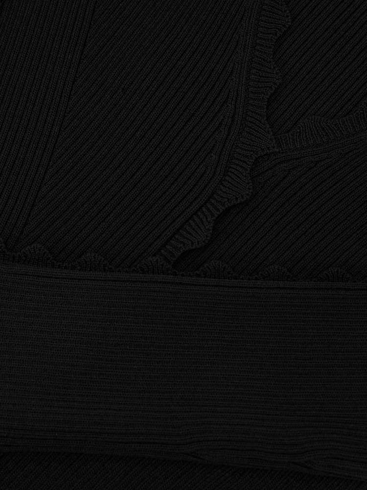 Reiss Black Orla Scallop-Trim Knitted Mini Dress - Image 6 of 6 Reiss Black Orla Scallop-Trim Knitted Mini Dress - Image 6 of 6