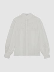 Reiss Ivory Ida Linen Embroidered Blouse - Image 2 of 7