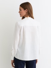 Reiss Ivory Ida Linen Embroidered Blouse - Image 6 of 7