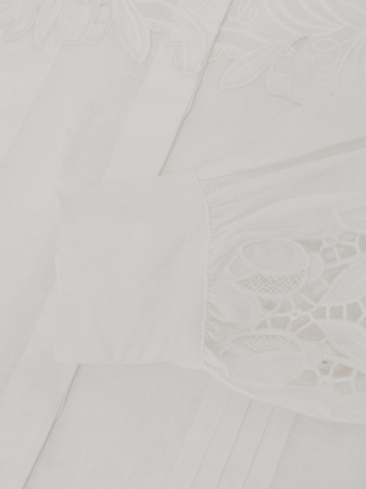 Reiss Ivory Ida Linen Embroidered Blouse - Image 7 of 7