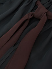 Reiss Navy/Burgundy Jasmine Tie-Neck Cut-Out Blouse - Image 7 of 7