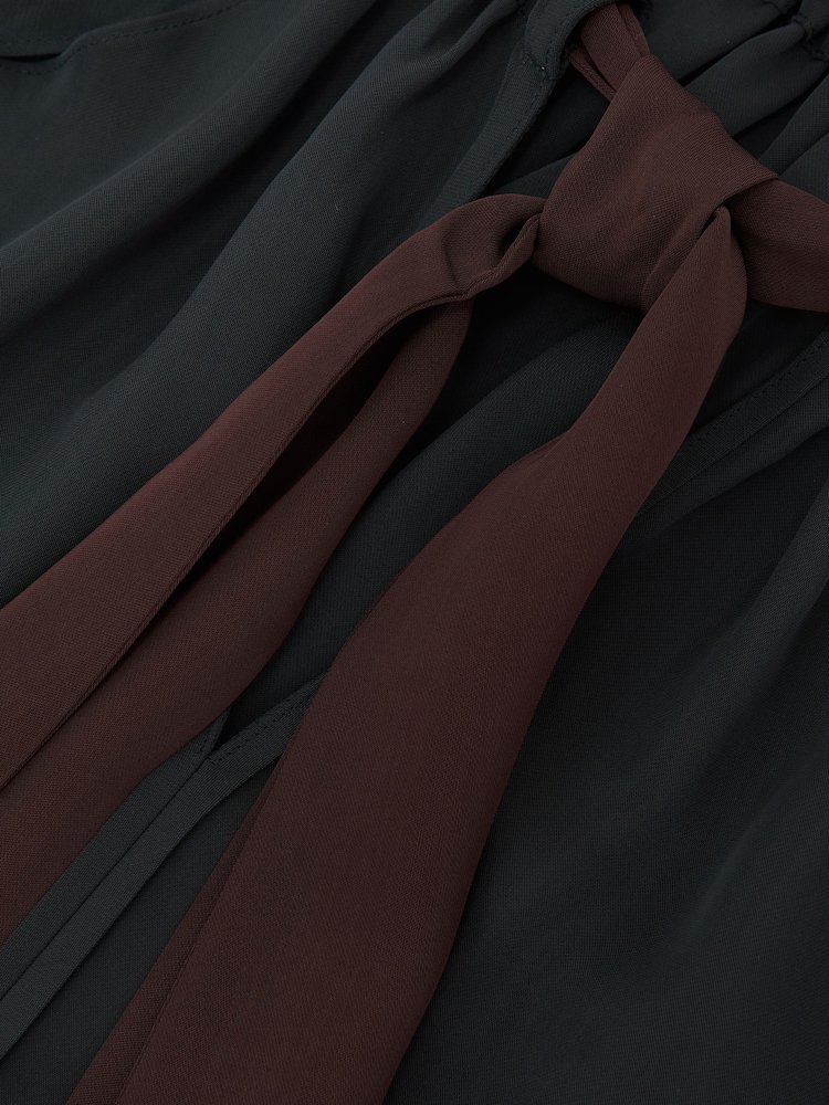 Reiss Navy/Burgundy Jasmine Tie-Neck Cut-Out Blouse - Image 7 of 7