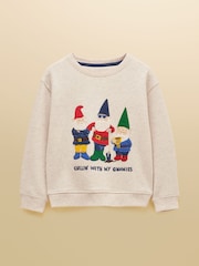 Joules Kids' Hudson Oat Gnome Applique Sweatshirt - Image 1 of 4