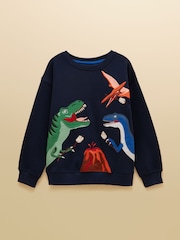 Joules Kids' Hudson Navy Dino Applique Sweatshirt - Image 1 of 4