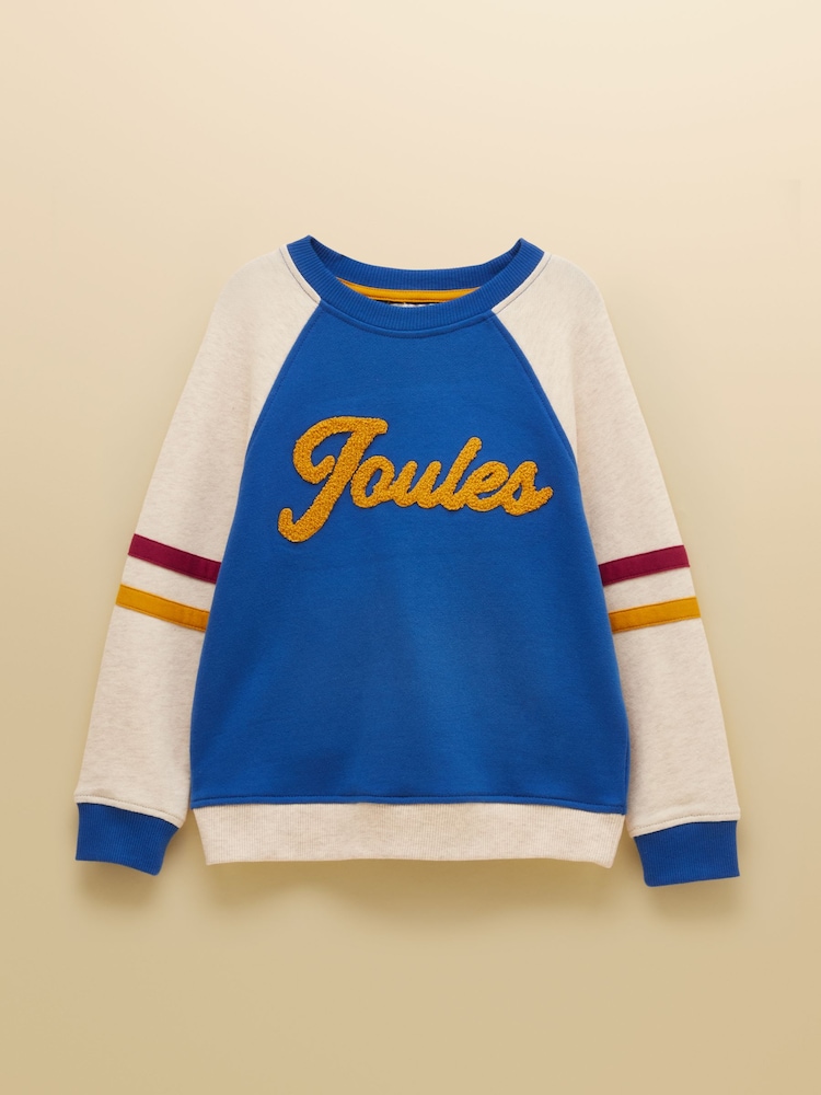 Joules Boys' Rowan Blue Raglan Sweatshirt - Image 1 of 3 Joules Boys' Rowan Blue Raglan Sweatshirt - Image 1 of 3
