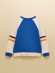 Joules Boys' Rowan Blue Raglan Sweatshirt - Image 2 of 3