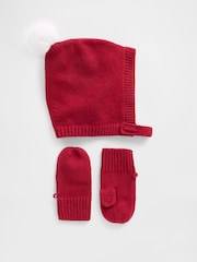 Gap Red CashSoft Pom Hat and Mittens Set - Image 1 of 1