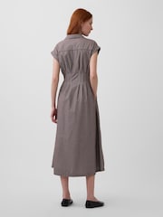 Gap Brown Striped Poplin Cinched Midi Shirtdress - Image 2 of 4