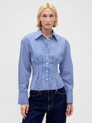 Gap Blue Stripe Cotton Poplin Fitted Shirt - Image 1 of 3