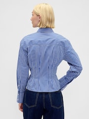 Gap Blue Stripe Cotton Poplin Fitted Shirt - Image 2 of 3
