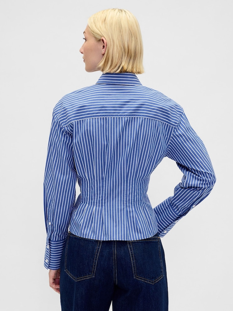 Gap Blue Stripe Cotton Poplin Fitted Shirt - Image 2 of 3