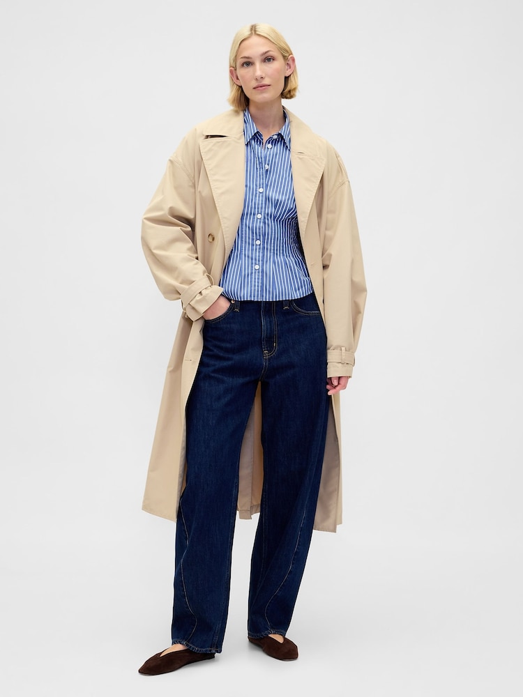 Gap Blue Stripe Cotton Poplin Fitted Shirt - Image 3 of 3