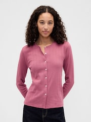 Gap Pink Pointelle Button-Up Top - Image 1 of 5