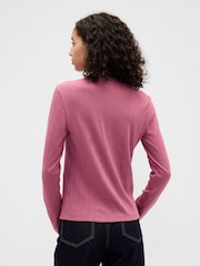Gap Pink Pointelle Button-Up Top - Image 2 of 5