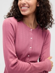 Gap Pink Pointelle Button-Up Top - Image 3 of 5