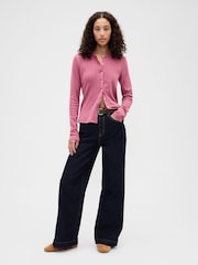 Gap Pink Pointelle Button-Up Top - Image 4 of 5