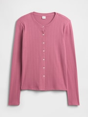 Gap Pink Pointelle Button-Up Top - Image 5 of 5