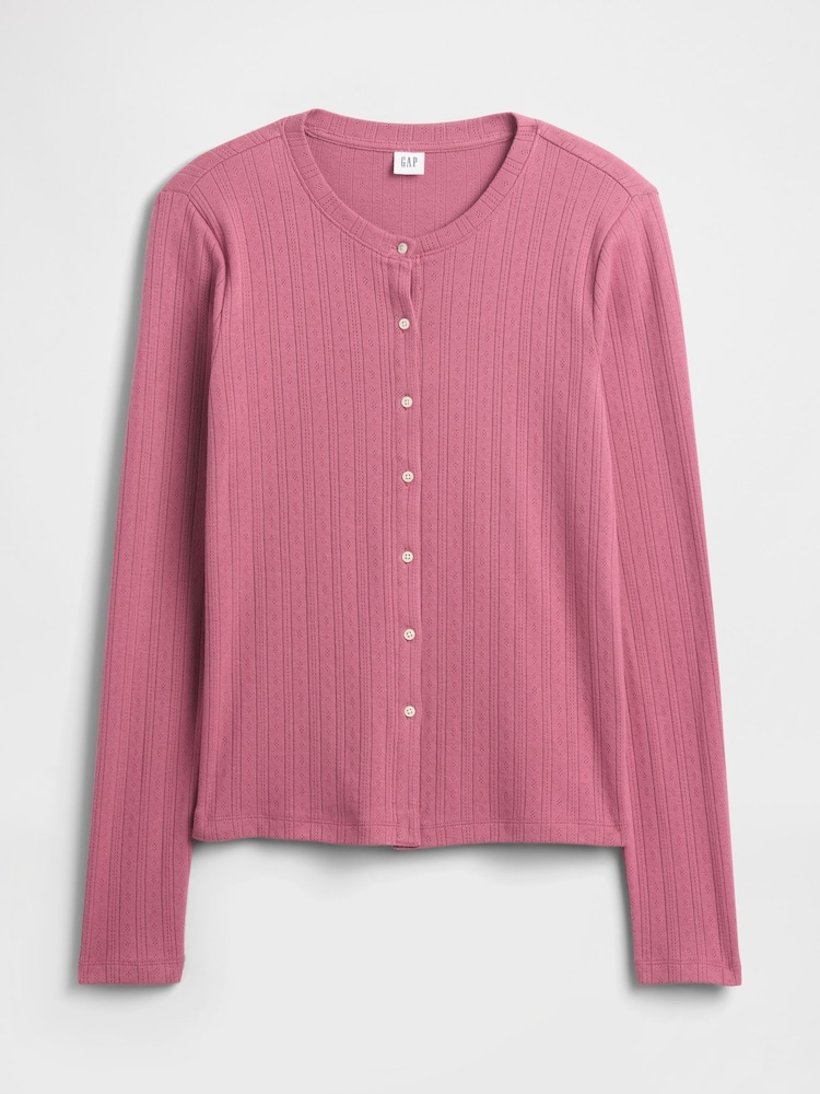 Gap Pink Pointelle Button-Up Top - Image 5 of 5