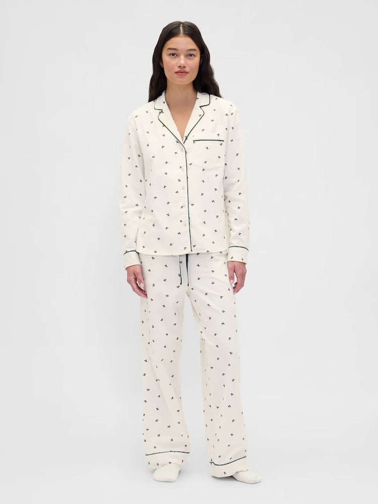 Gap Cream Adult Flannel Pyjama Set - Image 1 of 2 Gap Cream Adult Flannel Pyjama Set - Image 1 of 2