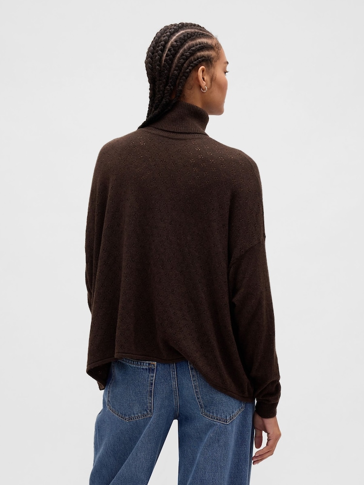 Gap Brown Oversized Pointelle Turtle Neck Jumper - Image 2 of 4 Gap Brown Oversized Pointelle Turtle Neck Jumper - Image 2 of 4