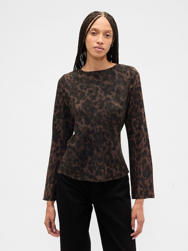 Gap Animal Bell Sleeve Boatneck Top - Image 1 of 5 Gap Animal Bell Sleeve Boatneck Top - Image 1 of 5