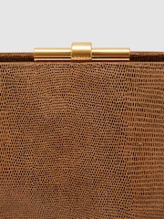 Reiss Tan Bethany Suede Lizard-Effect Frame Clutch Bag - Image 7 of 7
