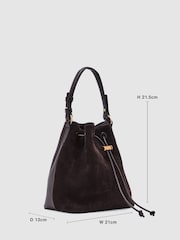 Reiss Chocolate Esther Suede and Leather Bucket Bag - Image 3 of 8