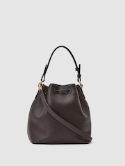 Reiss Chocolate Esther Suede and Leather Bucket Bag - Image 6 of 8