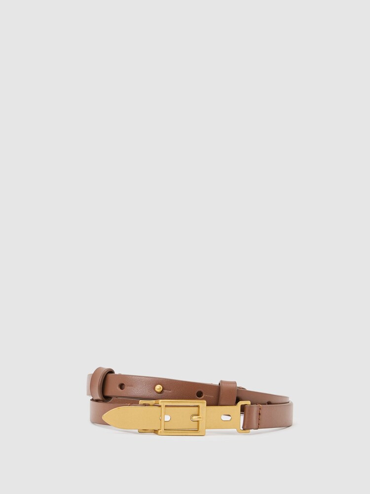 Reiss Tan Cora Leather Buckle-Hardware Belt - Image 2 of 4