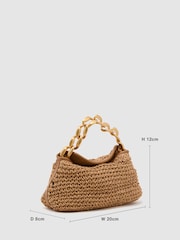 Reiss Natural Peony Raffia-Effect Chain Grab Bag - Image 3 of 6