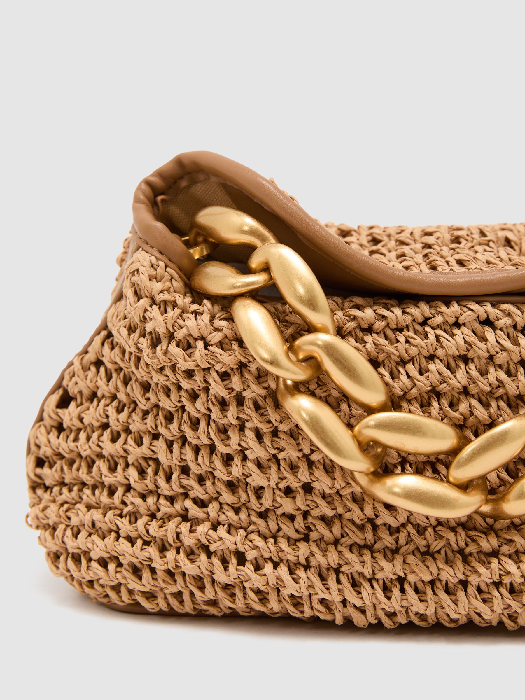 Buy Reiss Natural Peony Raffia-Effect Chain Grab Bag from the Next