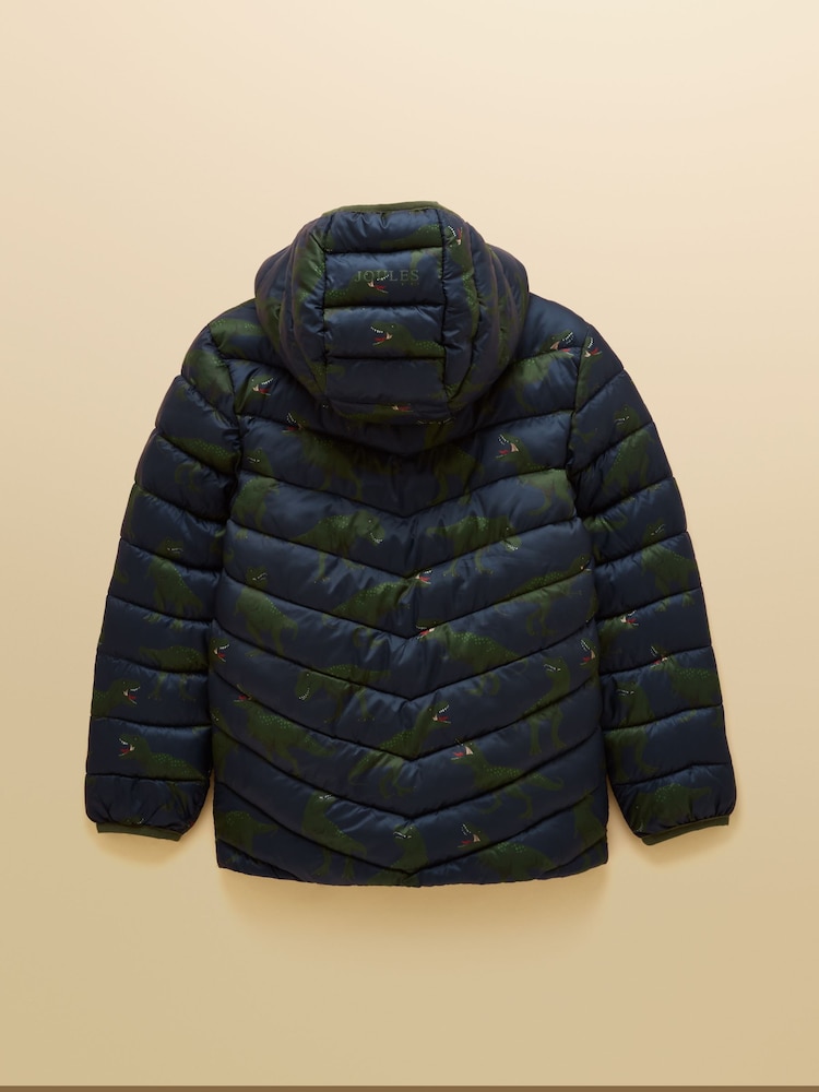 Joules Kids' Cairn Navy Dino Showerproof Padded Coat - Image 2 of 5 Joules Kids' Cairn Navy Dino Showerproof Padded Coat - Image 2 of 5