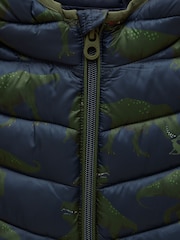 Joules Kids' Cairn Navy Dino Showerproof Padded Coat - Image 4 of 5