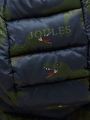 Joules Kids' Cairn Navy Dino Showerproof Padded Coat - Image 5 of 5