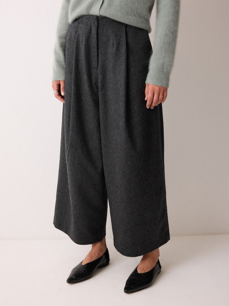 Jigsaw Grey Wool High Waist Pleat Trousers - Image 1 of 2 Jigsaw Grey Wool High Waist Pleat Trousers - Image 1 of 2
