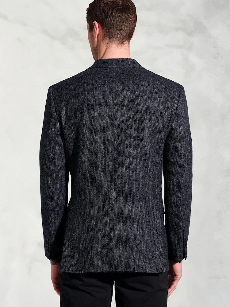 Brook Taverner Blue Herringbone British Wool Jacket - Image 2 of 5 Brook Taverner Blue Herringbone British Wool Jacket - Image 2 of 5