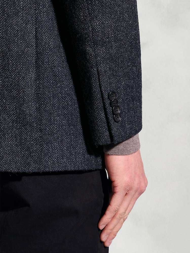 Brook Taverner Blue Herringbone British Wool Jacket - Image 5 of 5 Brook Taverner Blue Herringbone British Wool Jacket - Image 5 of 5
