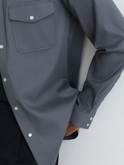 Reiss Airforce Blue Mcrae Twin-Pocket Overshirt with Stretch - Image 4 of 7
