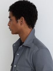 Reiss Airforce Blue Mcrae Twin-Pocket Overshirt with Stretch - Image 6 of 7