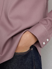 Reiss Raspberry Pink Mcrae Twin-Pocket Overshirt with Stretch - Image 6 of 7