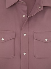 Reiss Raspberry Pink Mcrae Twin-Pocket Overshirt with Stretch - Image 7 of 7