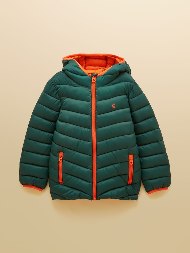 Joules Kids' Cairn Dark Green Showerproof Padded Coat - Image 1 of 5 Joules Kids' Cairn Dark Green Showerproof Padded Coat - Image 1 of 5
